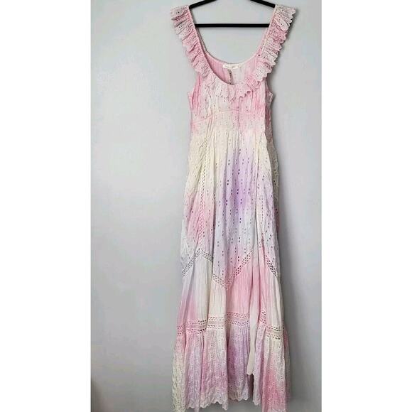 NEW $995 Loveshackfancy Corabella Revolve 100% Silk Tie Dye Ruffled Maxi… - Picture 7 of 16
